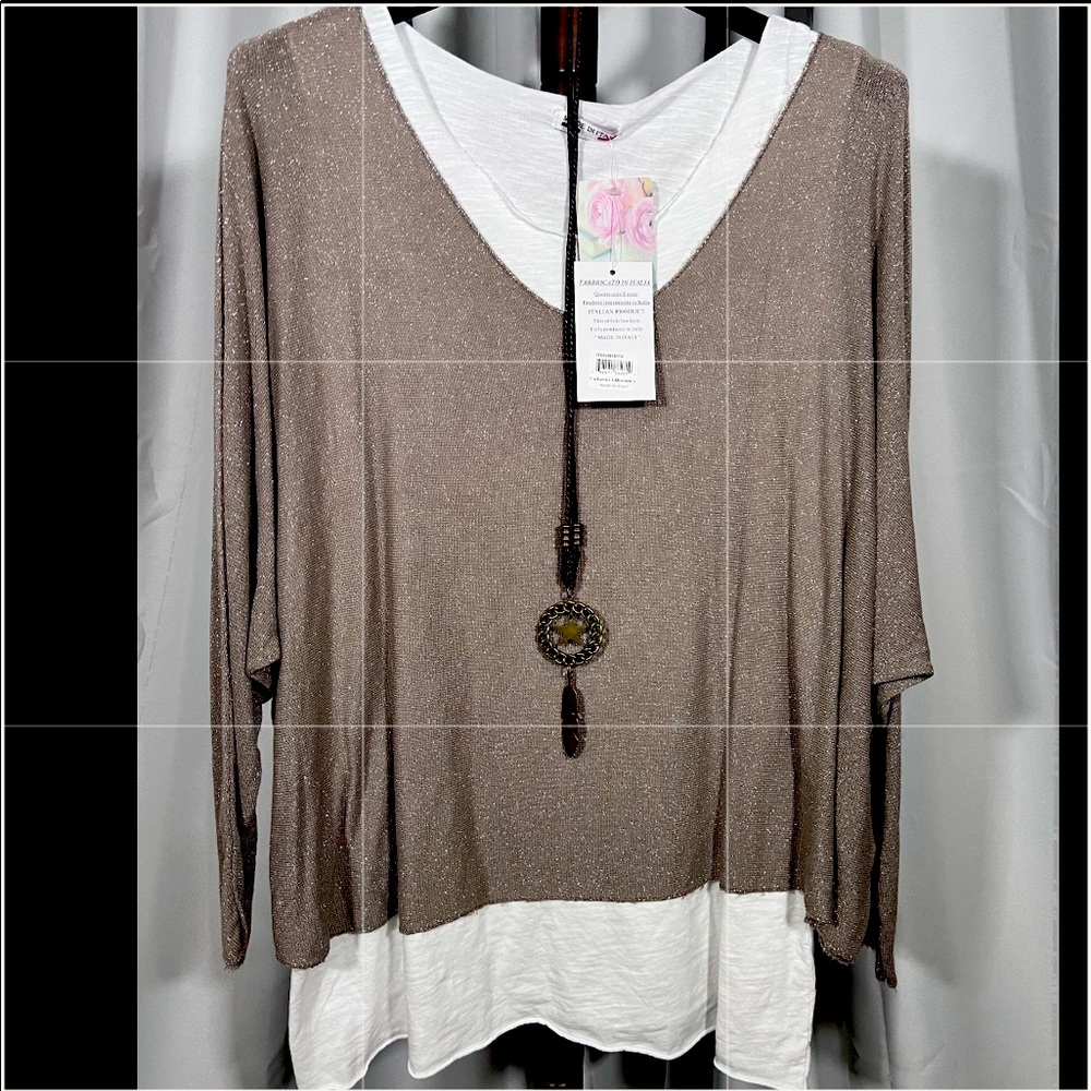 Layered Shimmer Tunic with pendant